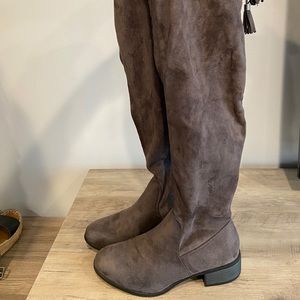 Gray suede Over the knee boots